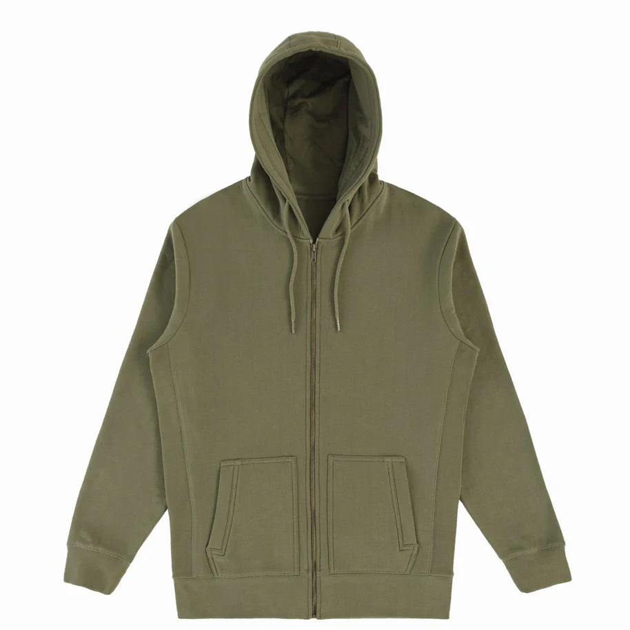 Organic Cotton Zip-Up Sweatshirt- Military Green