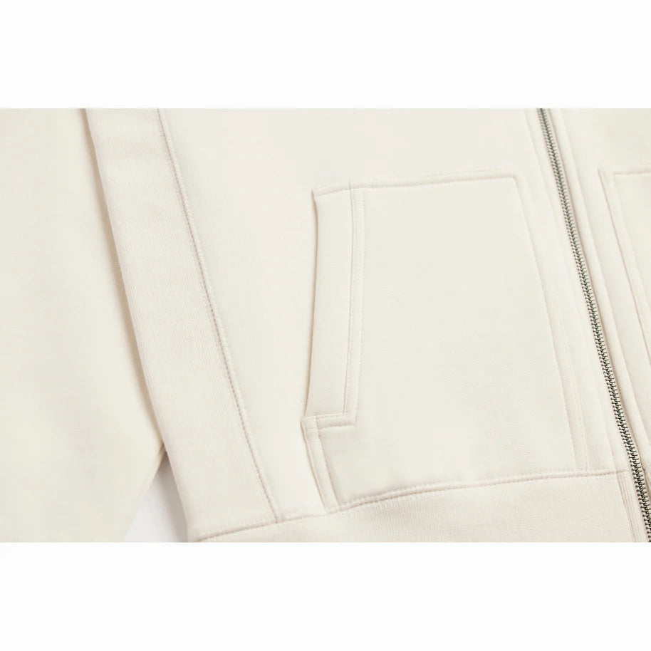 Organic Cotton Zip-Up Sweatshirt- Natural