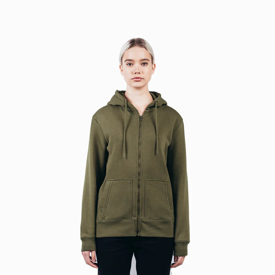 Organic Cotton Zip-Up Sweatshirt- Military Green